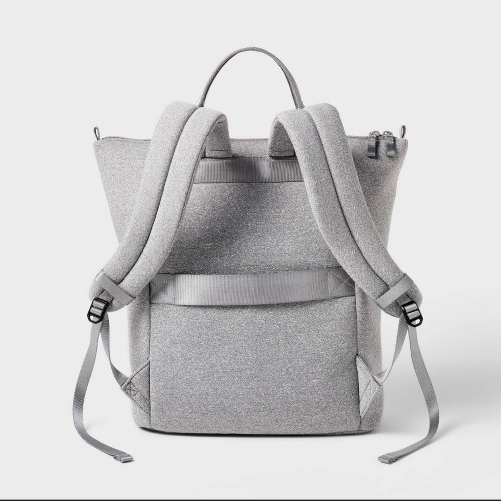 Faux Neoprene Backpack - Heathered Gray - Picture 2 of 4